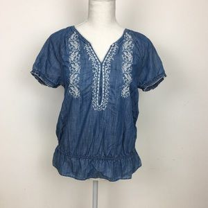 Sonoma Embroidered Peasant Top xs